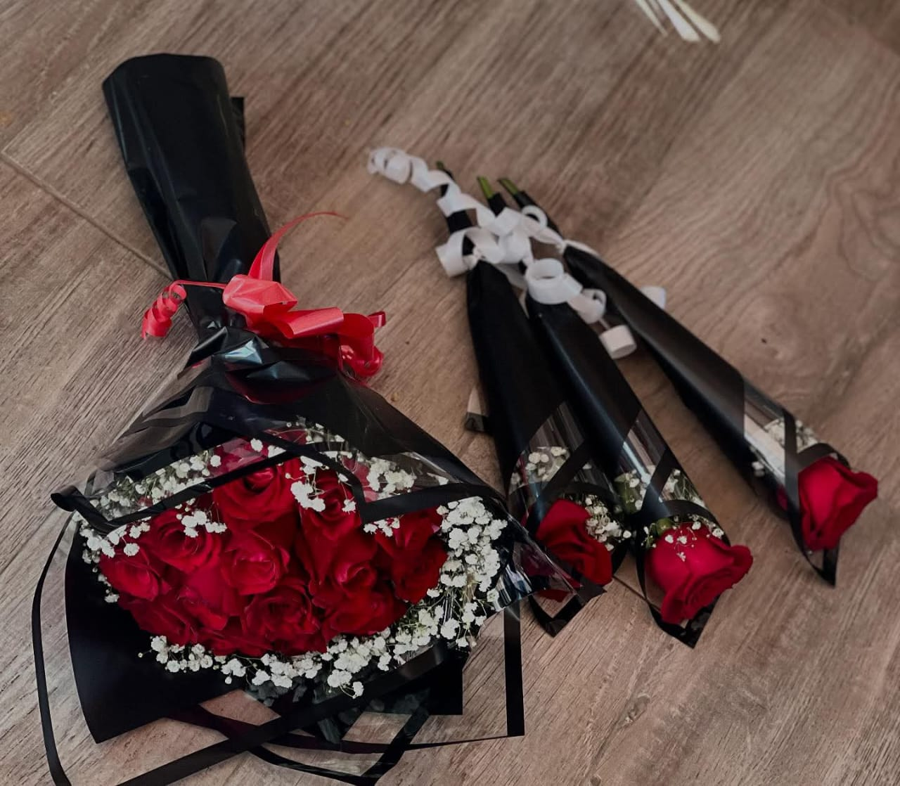 bouquet rond rouge